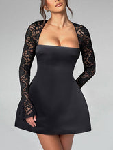 Elegant Sequin Panel Long Sleeve Mini Dress